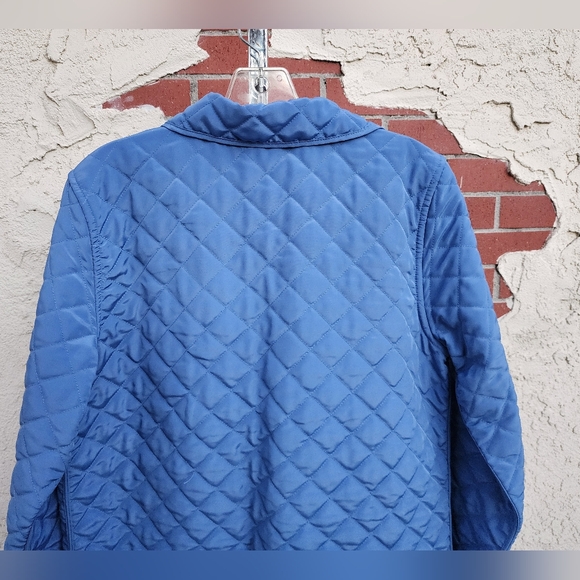 SMALL women AVON blue quilted jacket long sleeve collar snap buttons lightweight - Picture 12 of 16